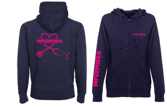 Felpa con Cappuccio INFERMIERA DONNA PLUS Full Zip new